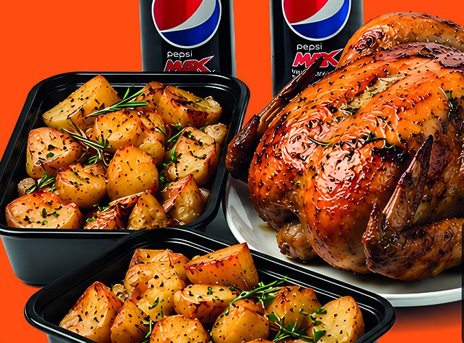 Poulet grillé et barquettes de potatoes